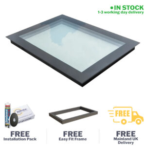 Frameless Flat Roof Skylight Triple Glazed - 400mm x 1200mm